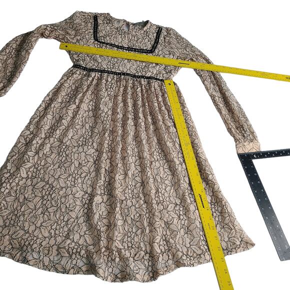 Asos Maternity Pink Black Lace Semi Sheer Long Sleeve Smock Dress Size 4 2226 - Picture 4 of 6